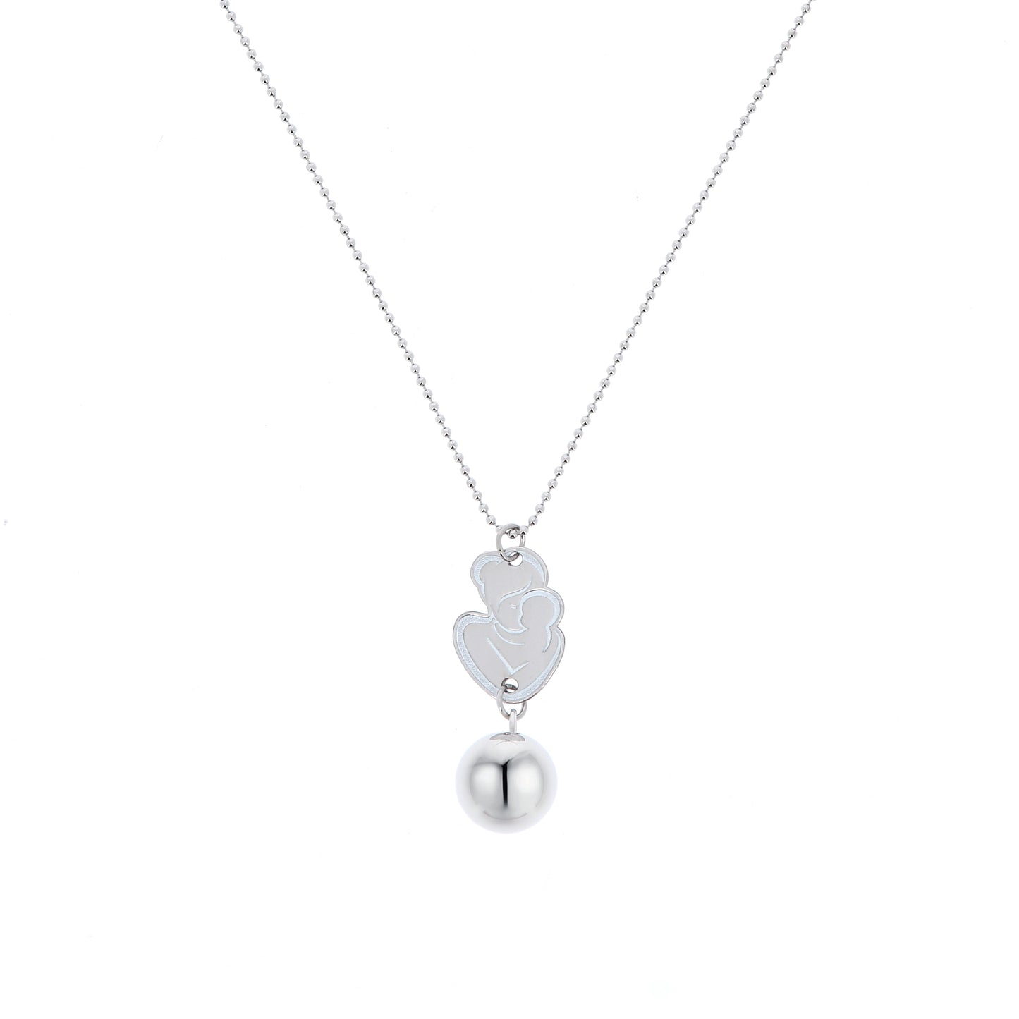 Collana Chiama Angeli con ciondolo Abbraccio smaltato e sfera argentata