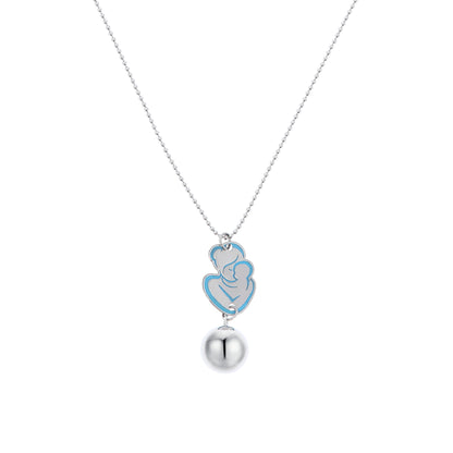 Collana Chiama Angeli con ciondolo Abbraccio smaltato e sfera argentata