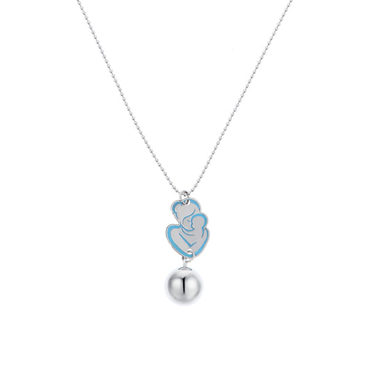 Collana Chiama Angeli con ciondolo Abbraccio smaltato e sfera argentata