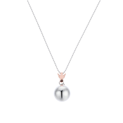 Collana Chiama Angeli con Angelo color Oro Rosa e Sfera argentata