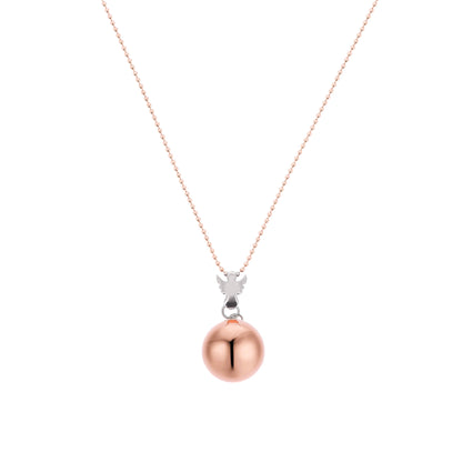Collana Chiama Angeli con Angelo color Oro Rosa e Sfera argentata