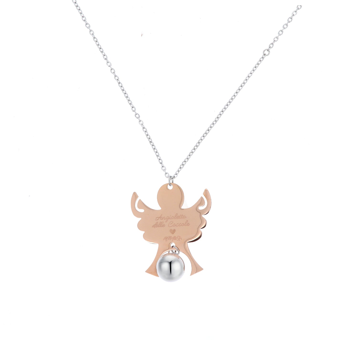 Collana Chiama Angeli con ciondolo Angelo e sfera, completo di bracciale per bimbo/a