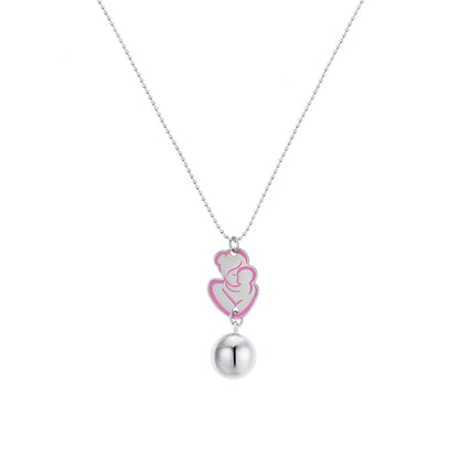 Collana Chiama Angeli con ciondolo Abbraccio smaltato e sfera argentata