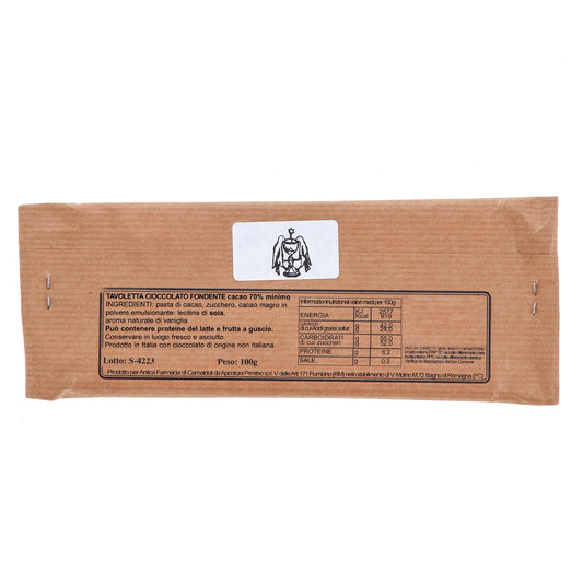 Cioccolato fondente extra 70%. 100 gr. - Prodotto dai Monaci Camaldolesi