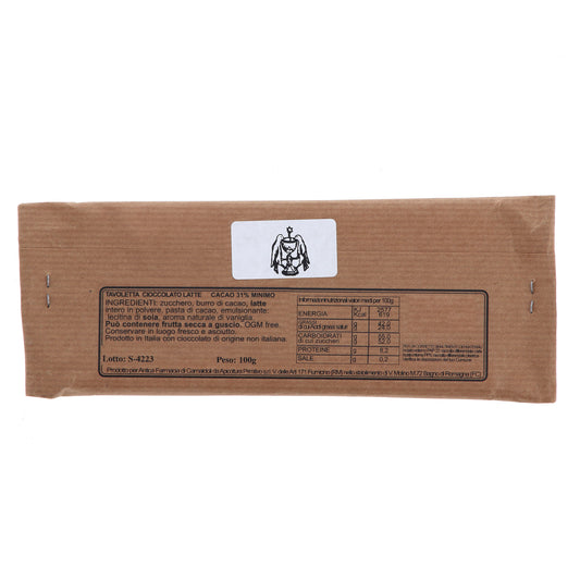 Cioccolato al latte da 100 gr - Prodotto dai Monaci Camaldolesi