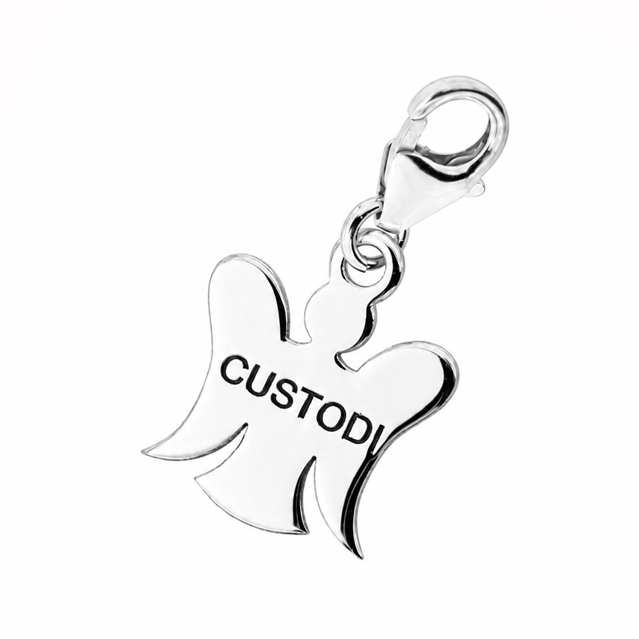Charm Angelo con scritta Custodi - Ciondolo in Bronzo