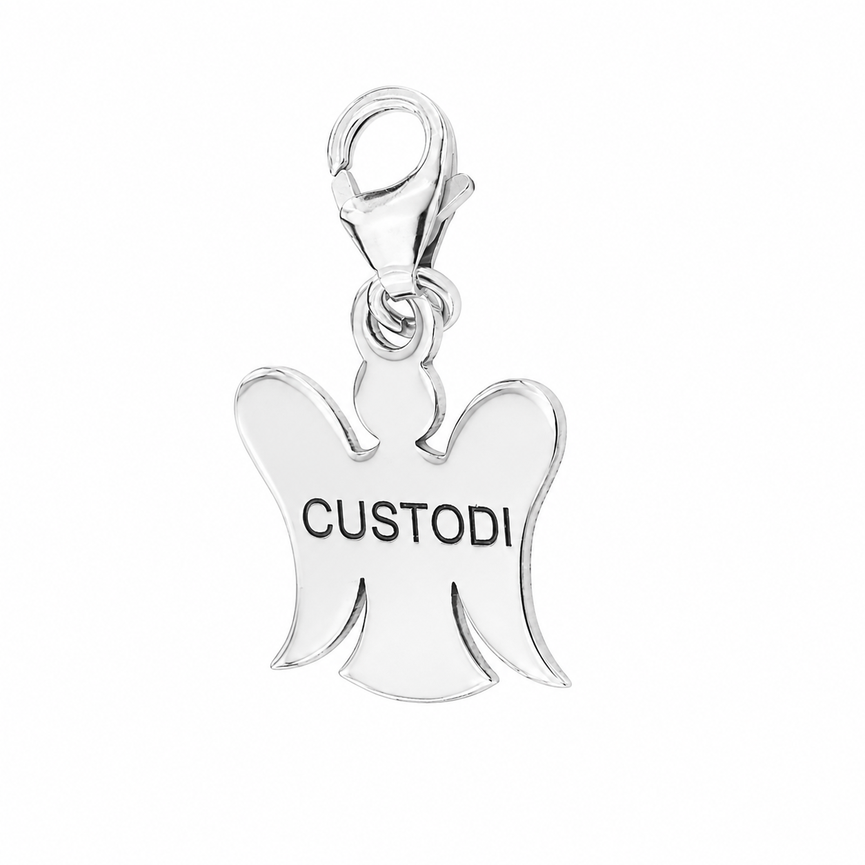 Charm Angelo con scritta Custodi - Ciondolo in Bronzo
