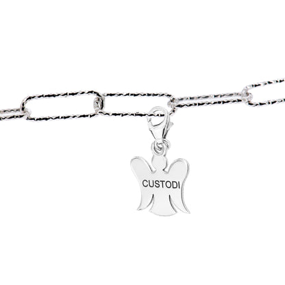 Charm Angelo con scritta Custodi - Ciondolo in Bronzo