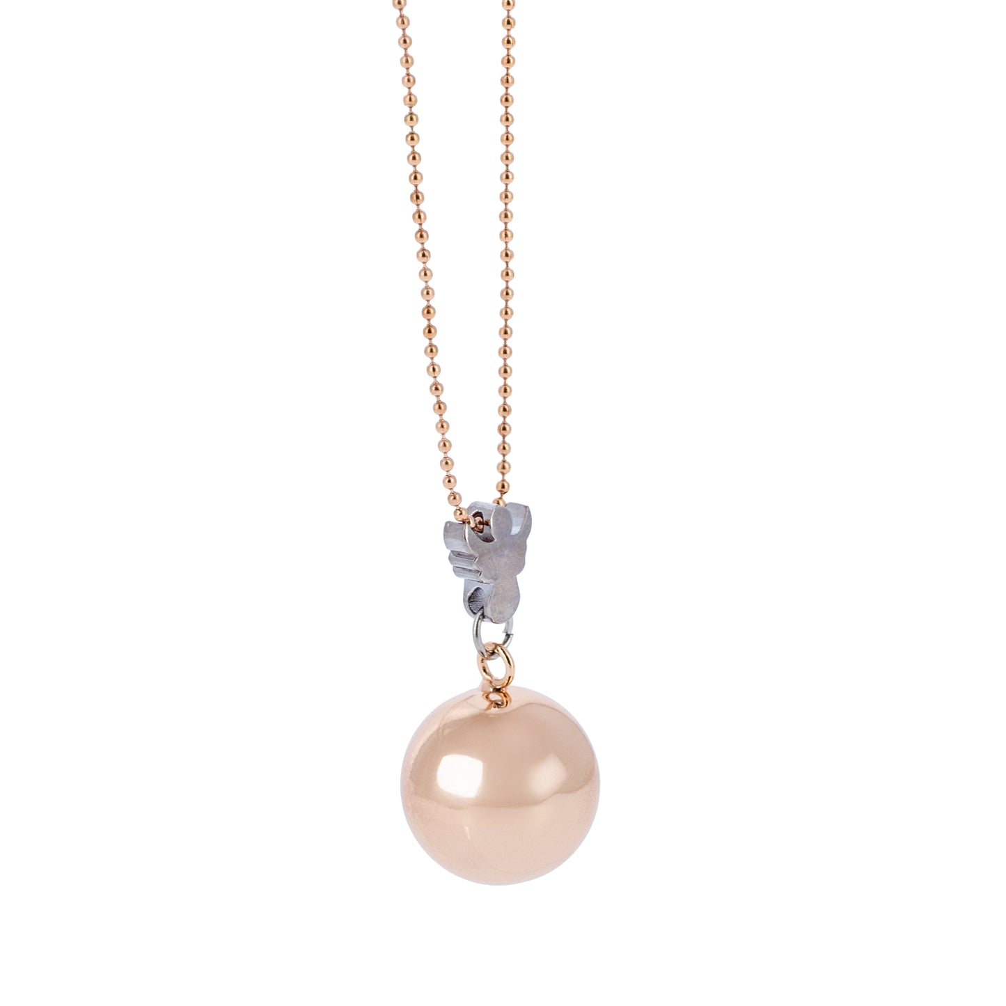 Collana Chiama Angeli con Angelo color Oro Rosa e Sfera argentata