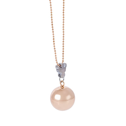 Collana Chiama Angeli con Angelo color Oro Rosa e Sfera argentata