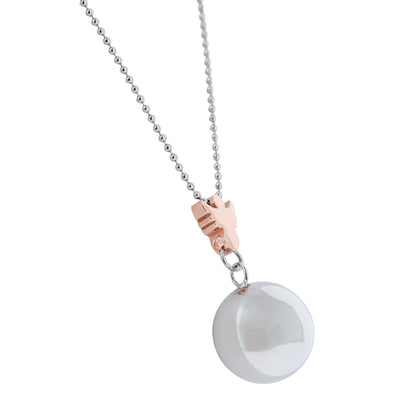 Collana Chiama Angeli con Angelo color Oro Rosa e Sfera argentata