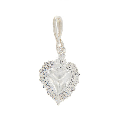 Ciondolo cuore Votivo, in argento 925. Altezza 2,5 cm