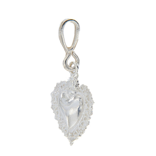 Ciondolo cuore Votivo, in argento 925. Altezza 2,5 cm