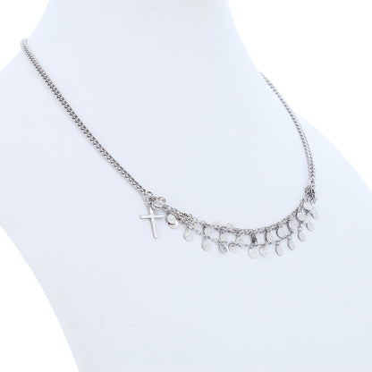 Collana tre Fili Croce e Cerchi Bronzo 45 cm