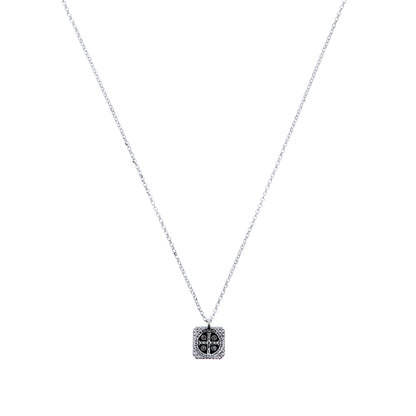 Collana Crucis Benedictus, San Benedetto in argento 925 brunito