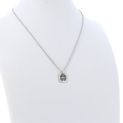 Collana Crucis Benedictus, San Benedetto in argento 925 brunito