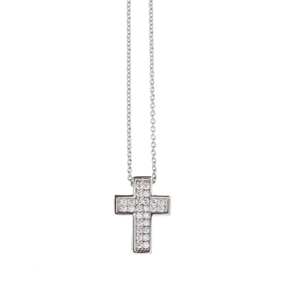 Collana Crucis, pendente croce con zirconi, argento 925