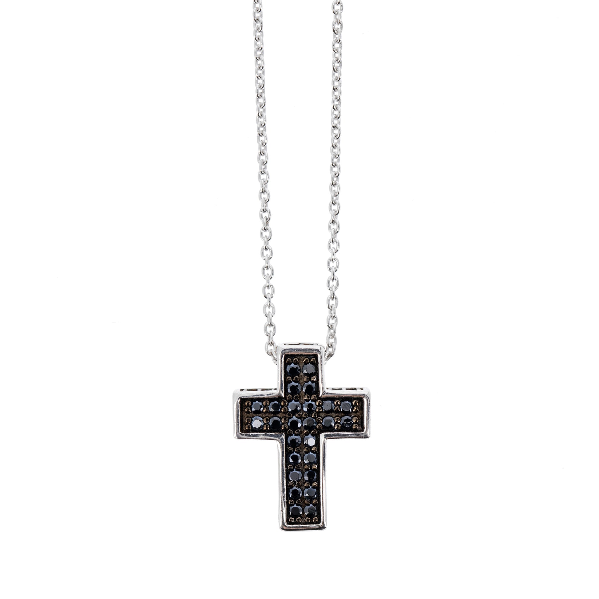 Collana Crucis, pendente croce con zirconi, argento 925