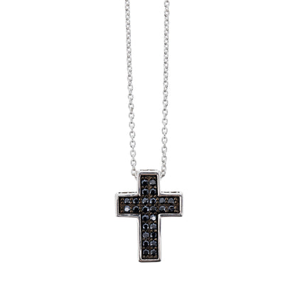 Collana Crucis, pendente croce con zirconi, argento 925
