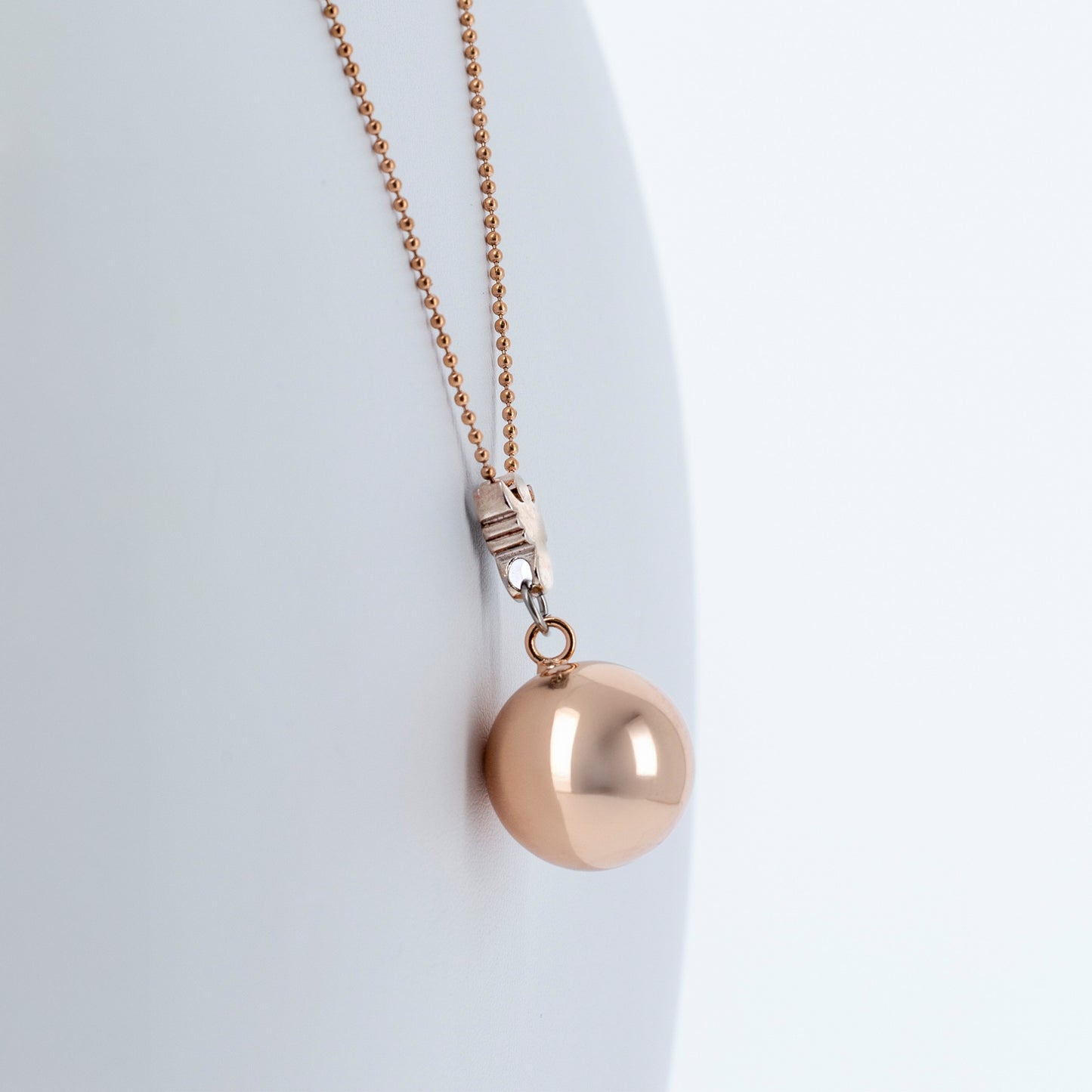 Collana Chiama Angeli con Angelo color Oro Rosa e Sfera argentata