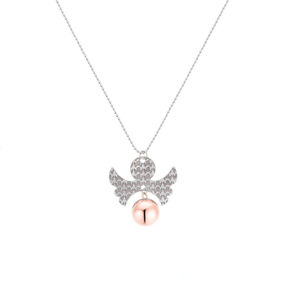 Collana Chiama Angeli con ciondolo Angelo e sfera rosata