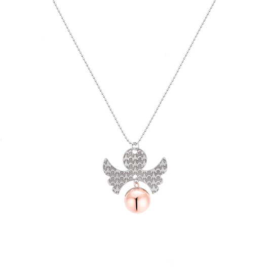 Collana Chiama Angeli con ciondolo Angelo e sfera rosata