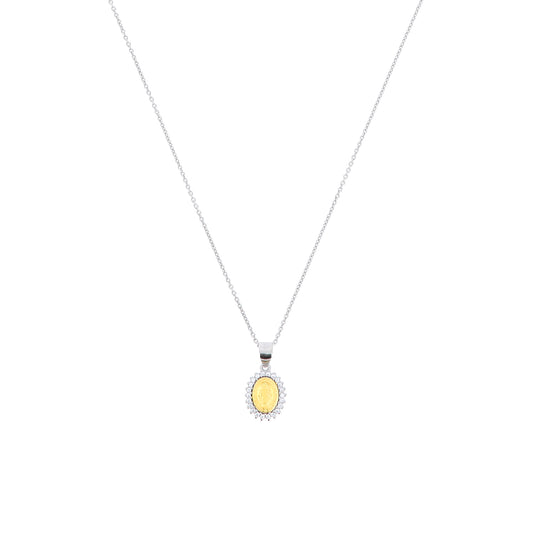 Collana Madonnas, pendente Miracolosa dorata e zirconi bianchi, argento 925