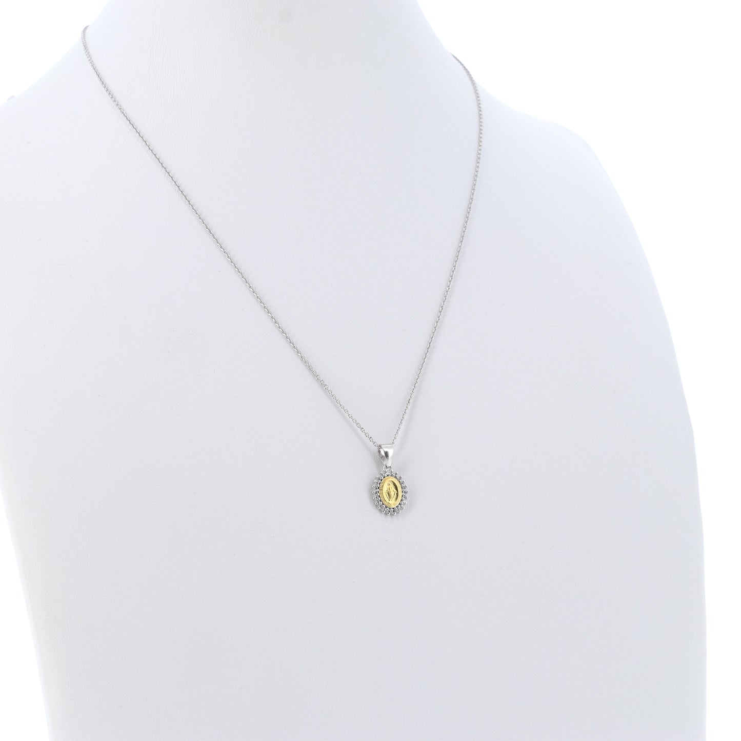 Collana Madonnas, pendente Miracolosa dorata e zirconi bianchi, argento 925