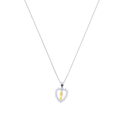 Collana Communio, Cuore con Calice e zirconi bianchi,  argento 925