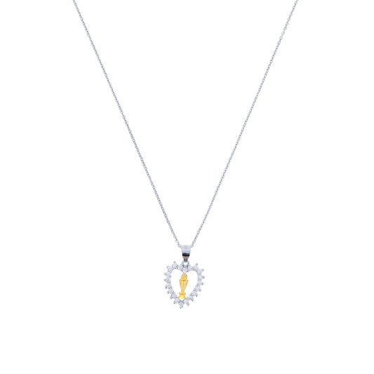 Collana Communio, Cuore con Calice e zirconi bianchi,  argento 925