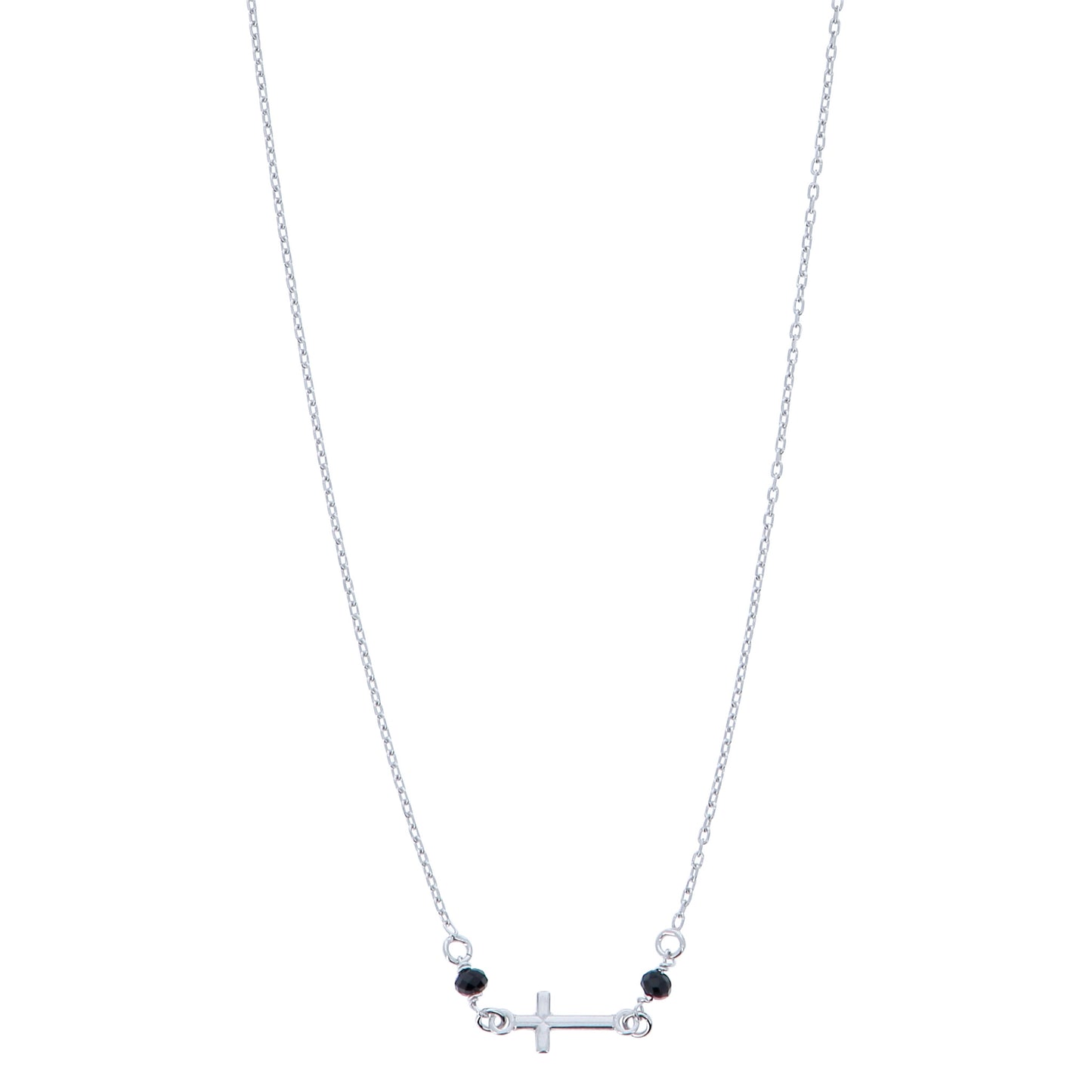 Collana con croce e pietre nere in bronzo