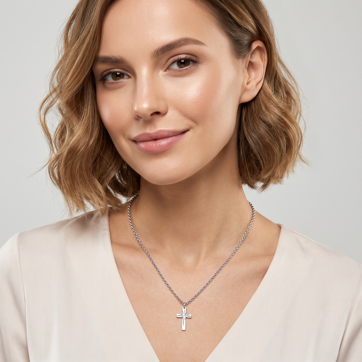 Collana Croce Lavorata in Bronzo