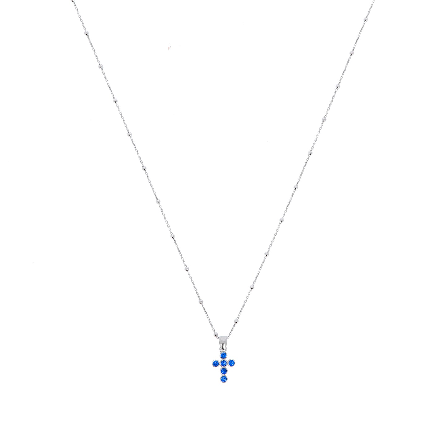 Collana Lumae Patronus, croce con zirconi blu, argento 925
