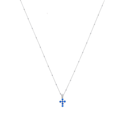 Collana Lumae Patronus, croce con zirconi blu, argento 925
