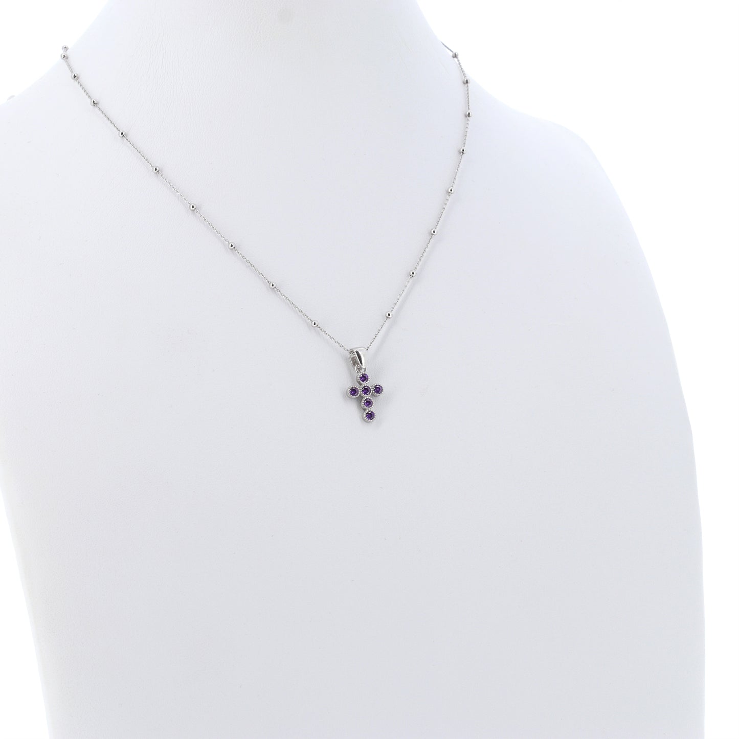 Collana Lumae Patronus, croce con zirconi viola, argento 925
