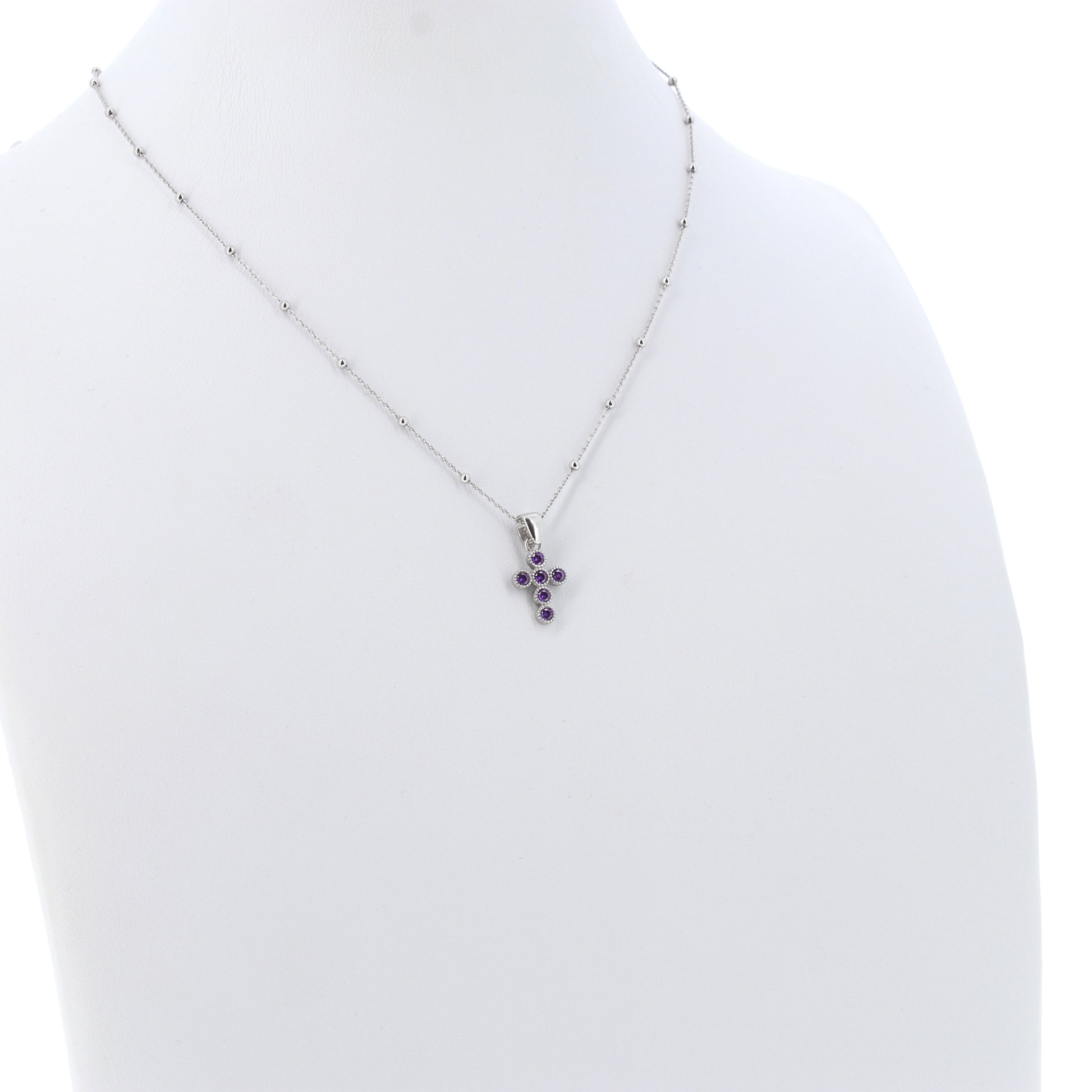 Collana Lumae Patronus, croce con zirconi viola, argento 925
