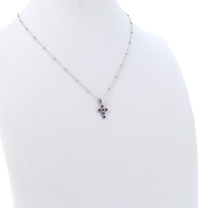 Collana Lumae Patronus, croce con zirconi viola, argento 925
