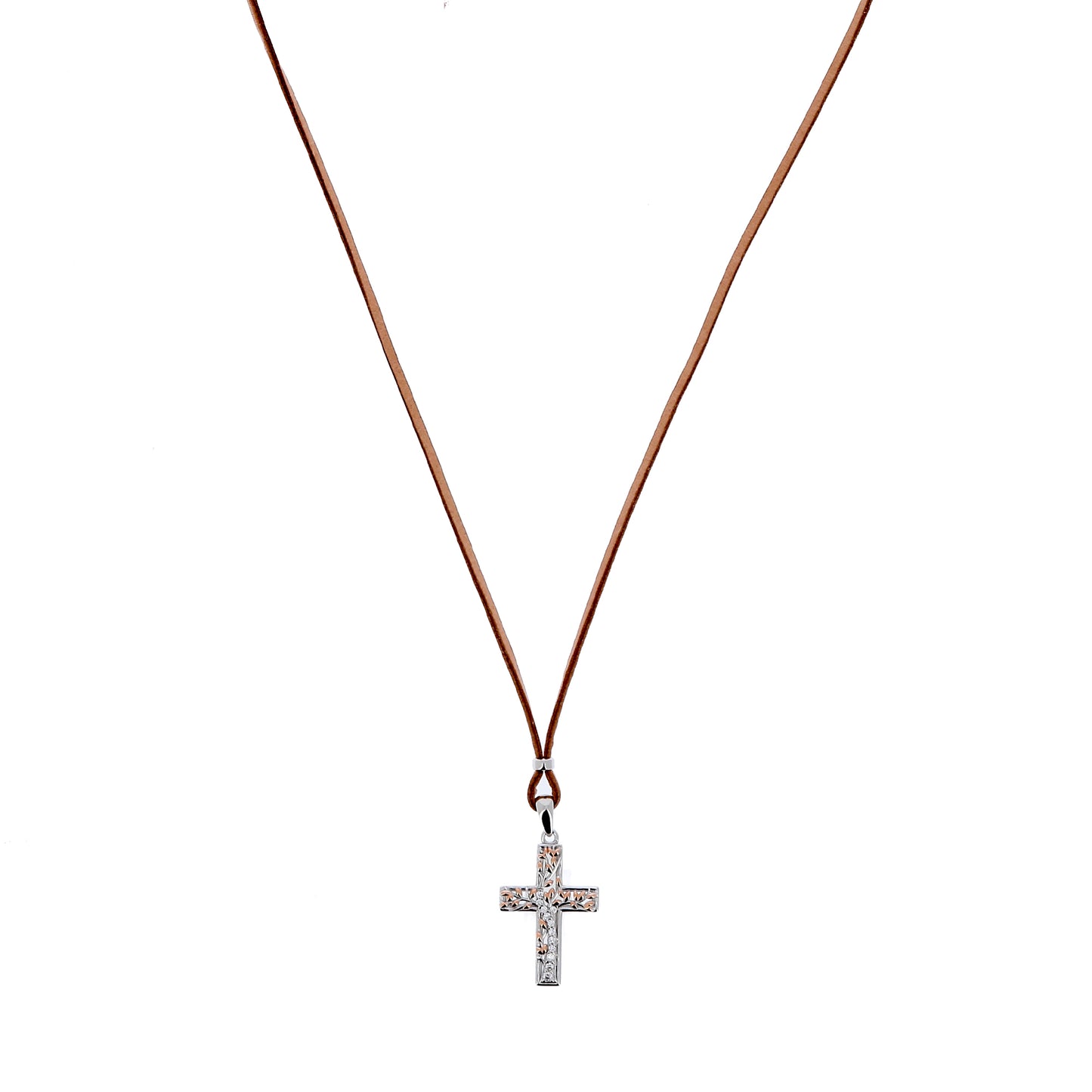 Collana Crucis Patronus Albero della Vita, pendente croce con zirconi, argento 925