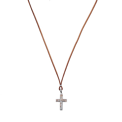 Collana Crucis Patronus Albero della Vita, pendente croce con zirconi, argento 925