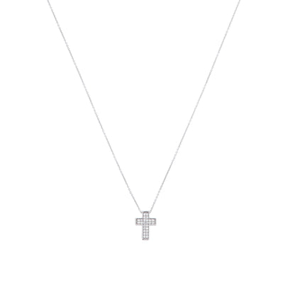 Collana Crucis, pendente croce con zirconi, argento 925