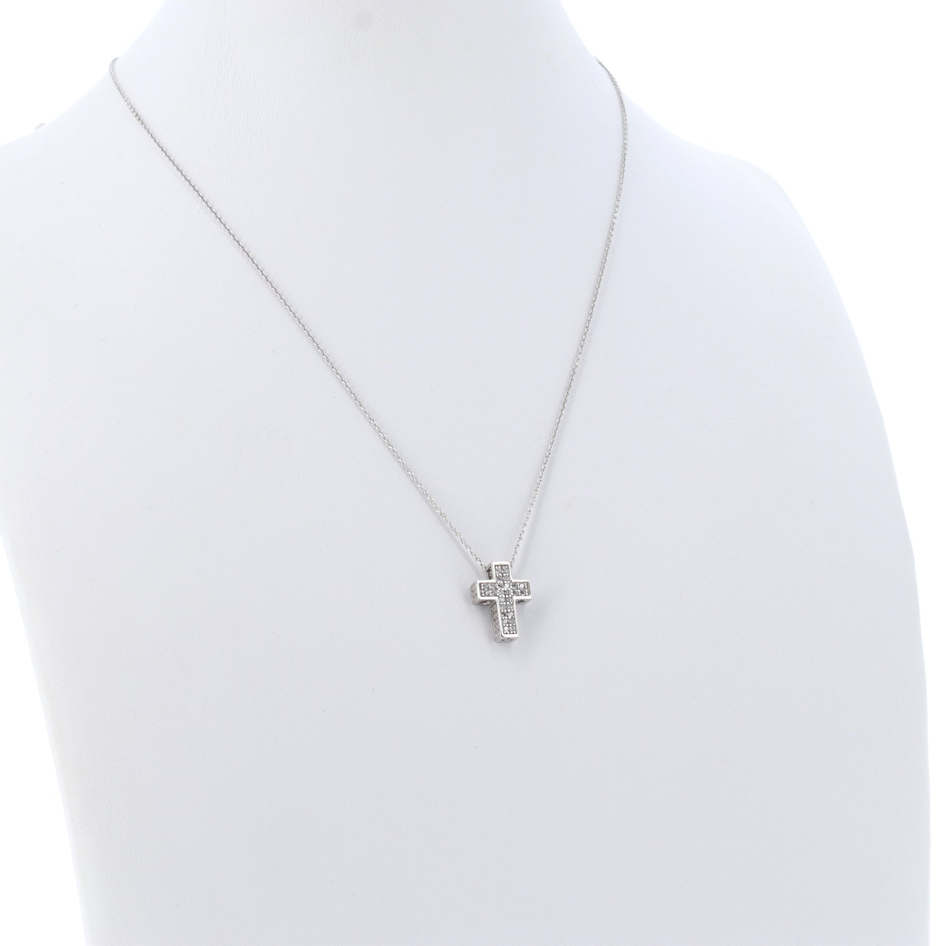 Collana Crucis, pendente croce con zirconi, argento 925