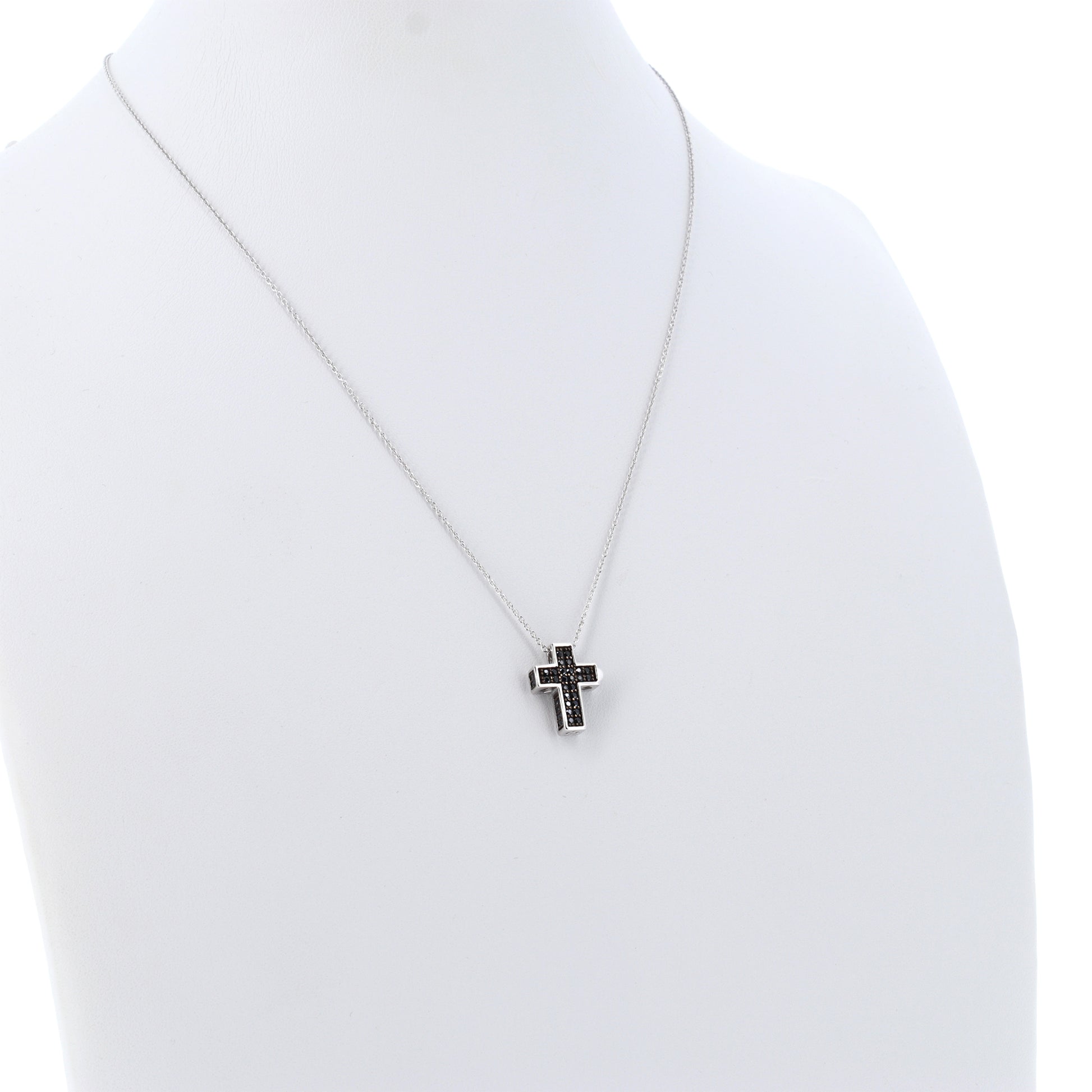 Collana Crucis, pendente croce con zirconi, argento 925