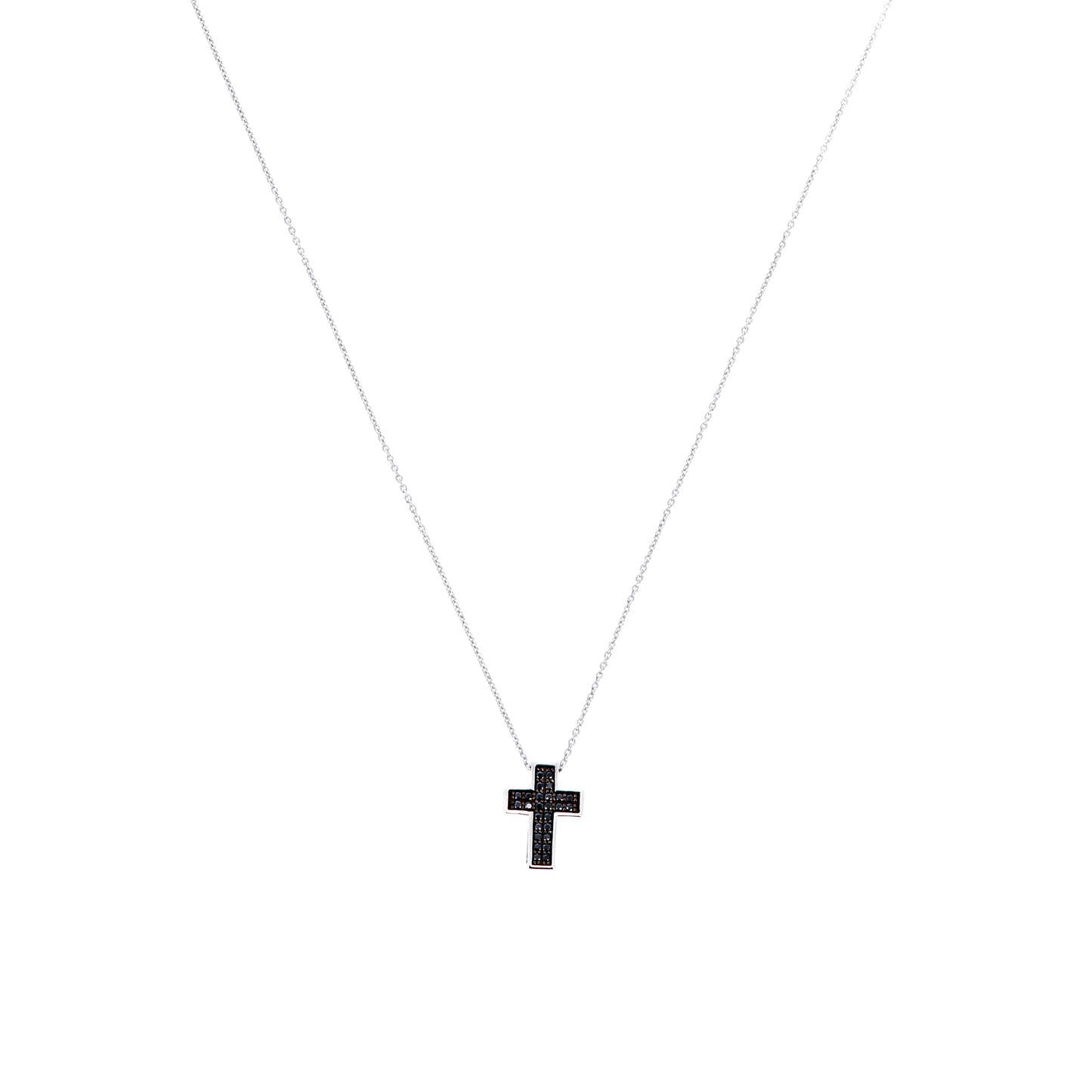 Collana Crucis, pendente croce con zirconi, argento 925