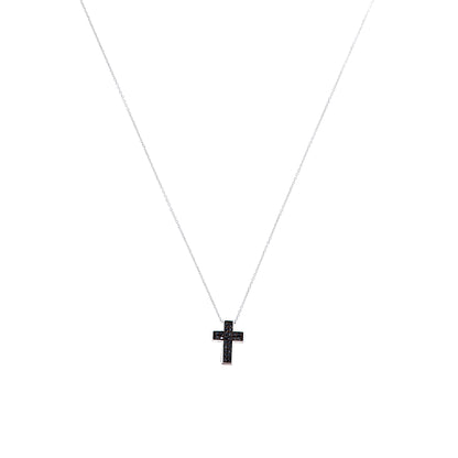 Collana Crucis, pendente croce con zirconi, argento 925