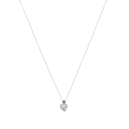 Collana Sacrum Cor, Cuore Votivo con zirconi bianchi, argento 925