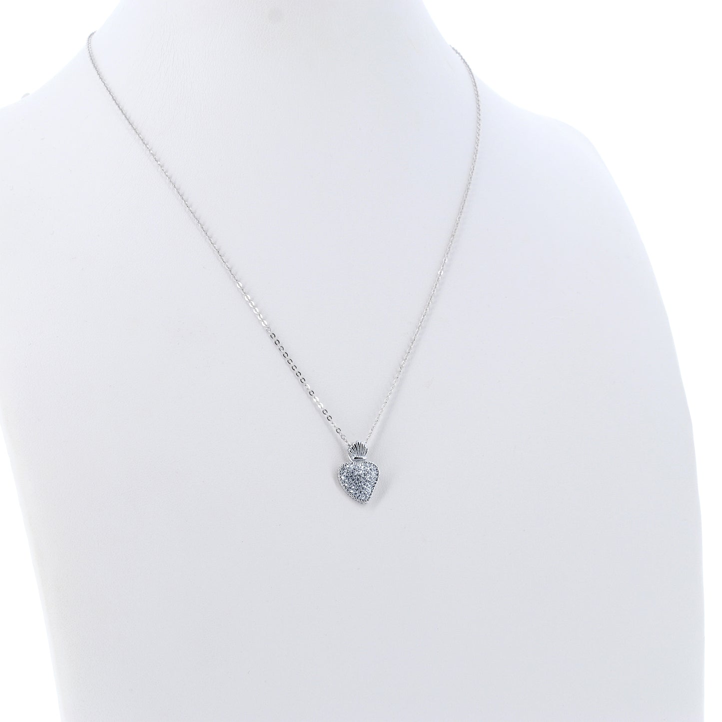 Collana Sacrum Cor, Cuore Votivo con zirconi bianchi, argento 925