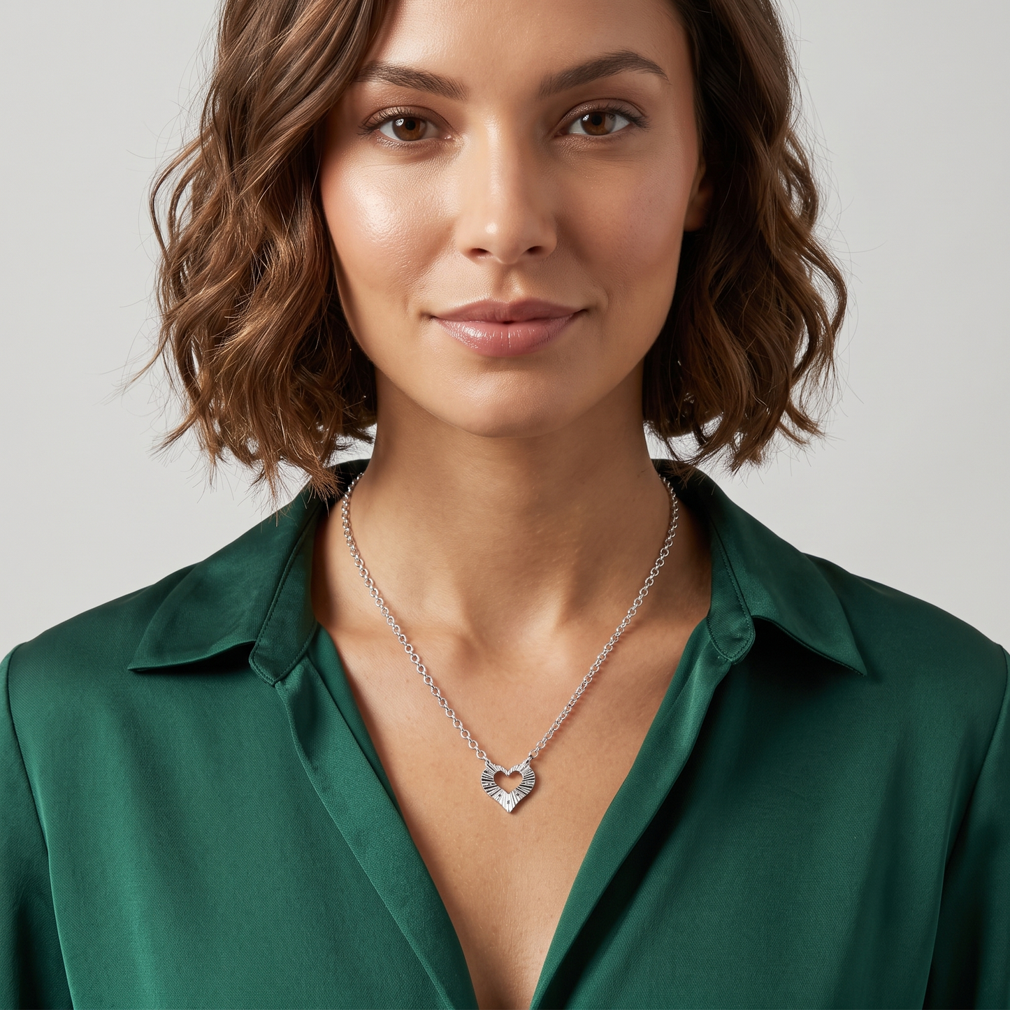 Collana Cuore Lavorato in Bronzo 45 cm