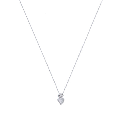 Collana Sacrum Cor, Cuore Votivo con zirconi bianchi, argento 925