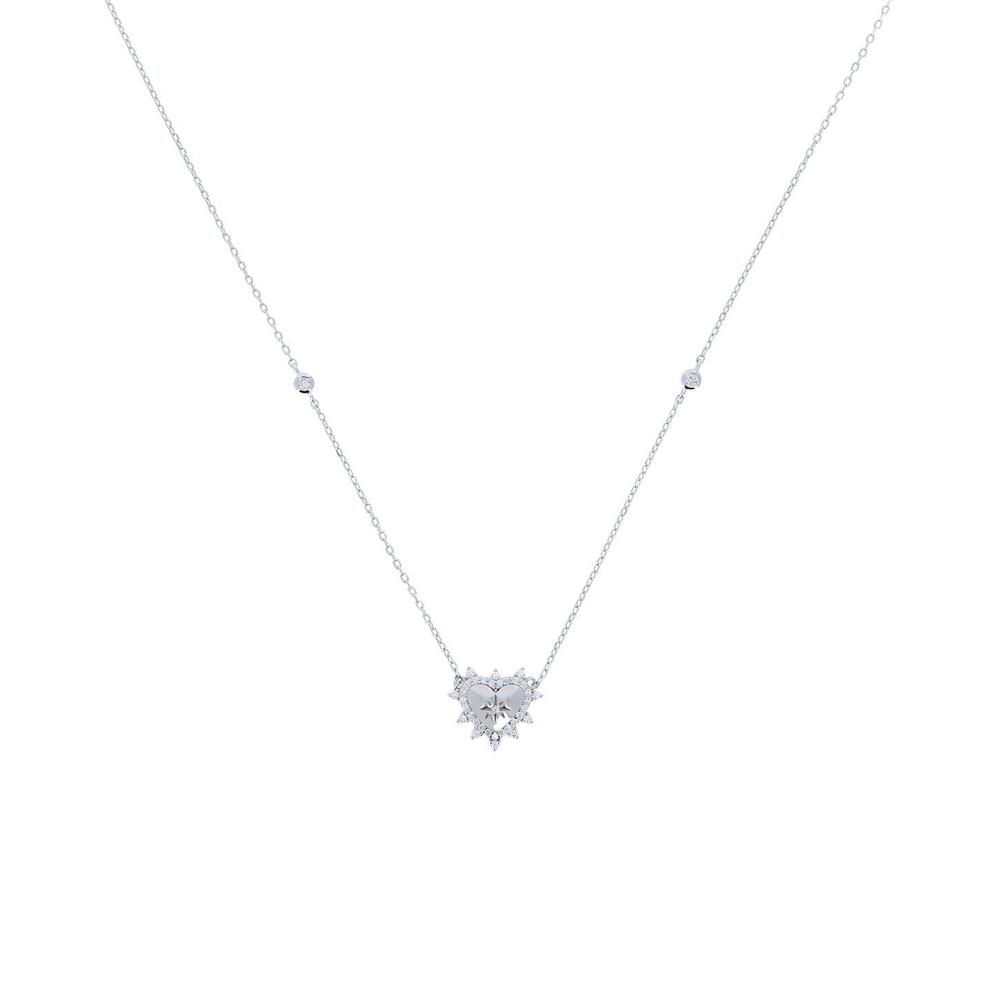 Collana Lumina, Cuore con zirconi bianchi, argento 925