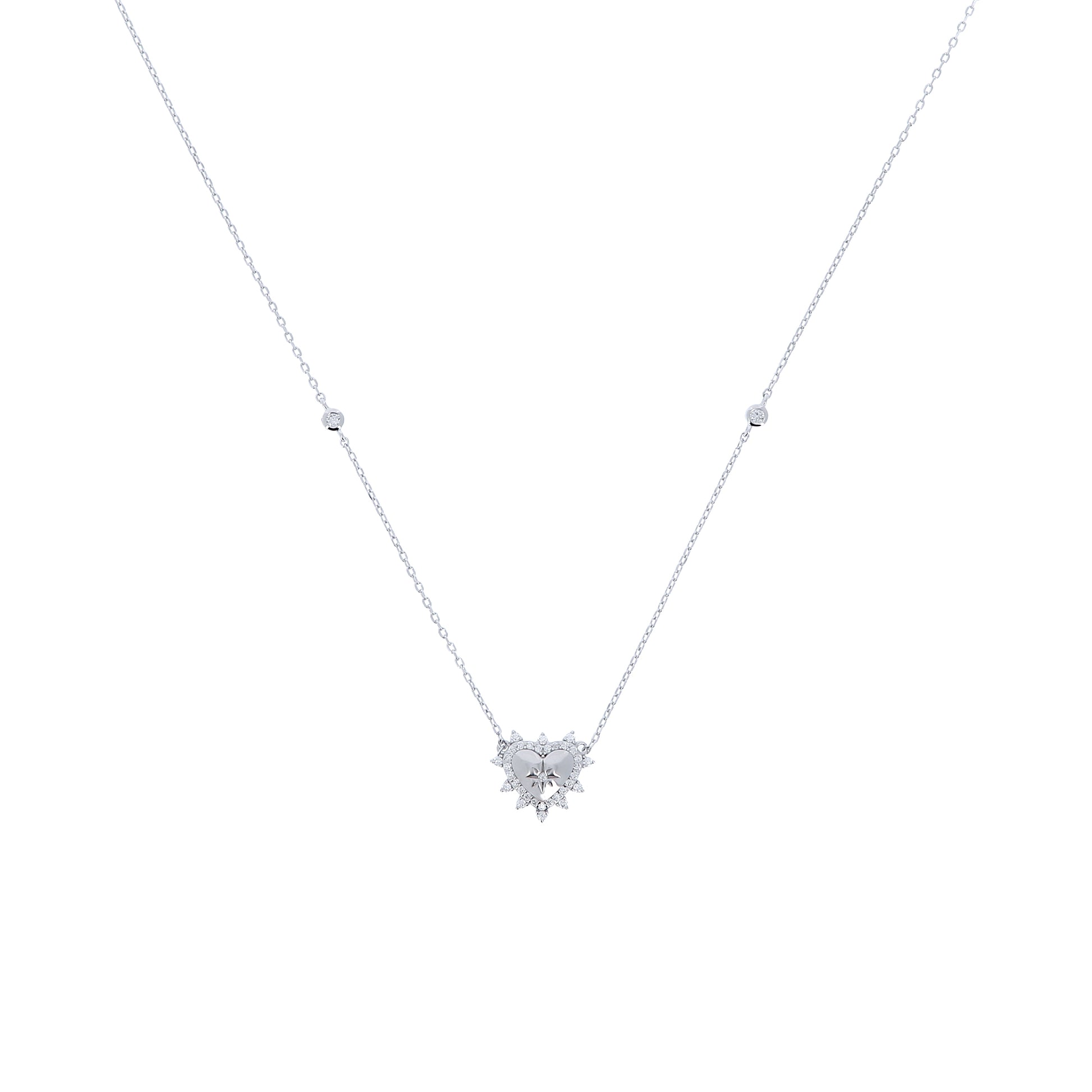 Collana Lumina, Cuore con zirconi bianchi, argento 925